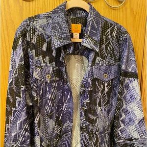 EUC Size 20  Ruby Rd Jacket Navy, Light Blue and white.